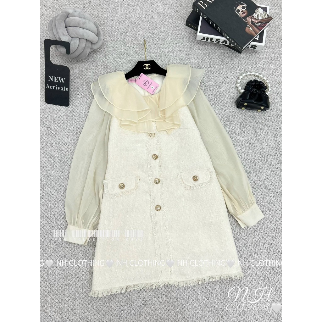 Váy dạ cổ tơ tầng sm