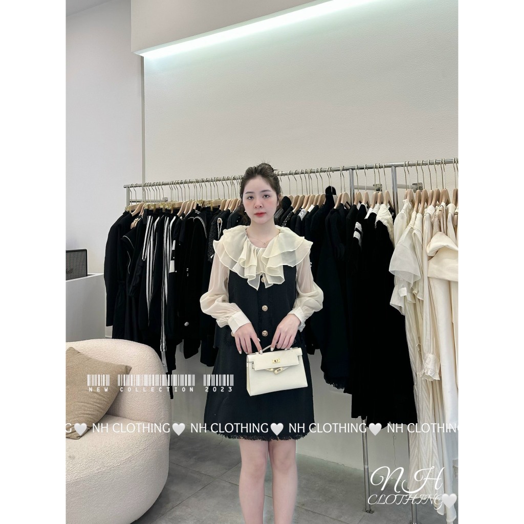 Váy dạ cổ tơ tầng sm