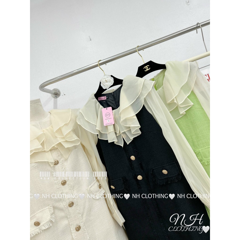 Váy dạ cổ tơ tầng sm