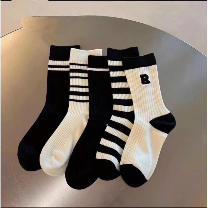 Set 10 đôi tất đen trắng