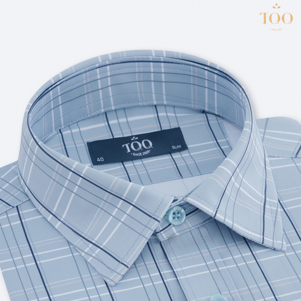 Áo sơ mi nam dài tay TQQ chất Cotton co giãn nhẹ, đứng phom K589CSB cao cấp phù hợp với dân công sở