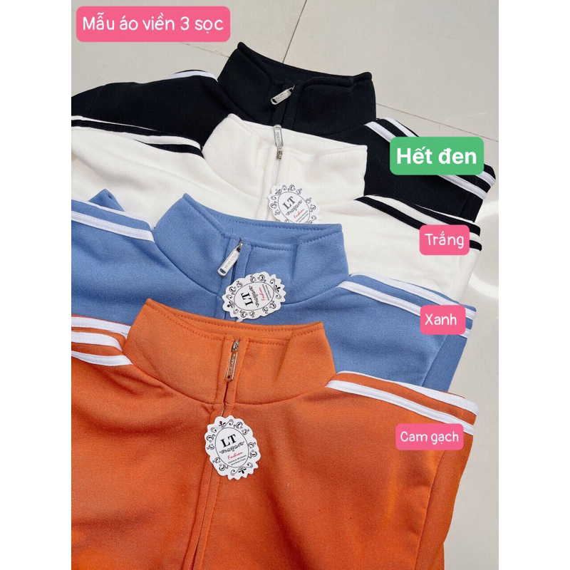ÁO KHOÁC NỈ BÔNG VIỀN 3 SỌC FREE SIZE DƯỚI 60KG