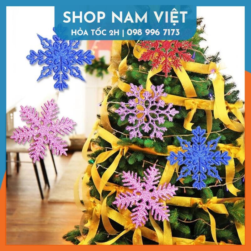 Bông Tuyết 10cm Lấp Lánh Trang Trí Cây Thông Giáng Sinh