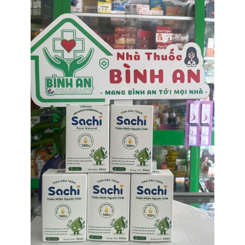 Tinh dầu tràm Sachi làm ấm, phòng cảm lạnh, đuổi muỗi, an toàn cho trẻ sơ sinh 30ml - NT Bình An