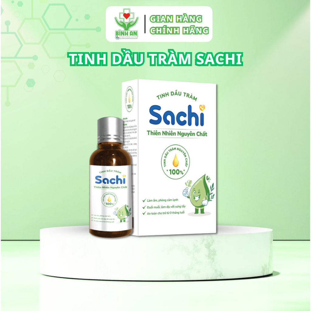 Tinh dầu tràm Sachi làm ấm, phòng cảm lạnh, đuổi muỗi, an toàn cho trẻ sơ sinh 30ml - NT Bình An