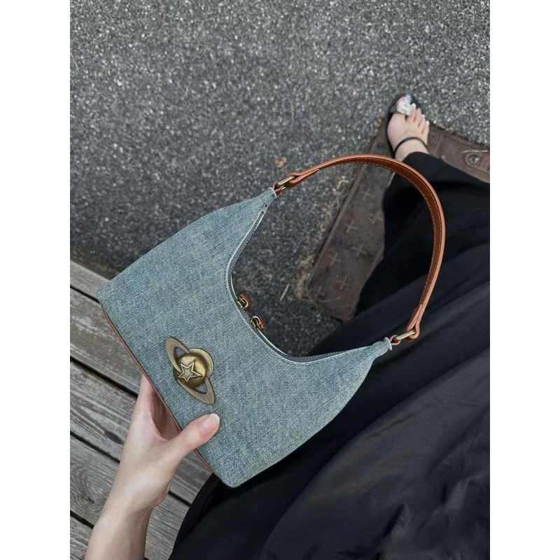 Túi xách denim logo hành tinh