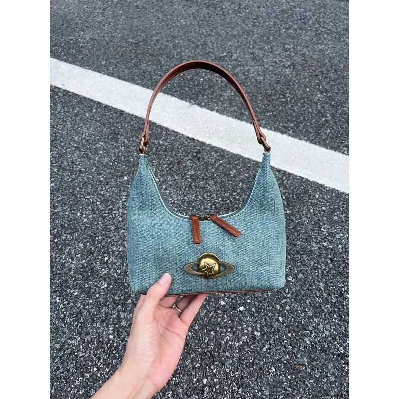 Túi xách denim logo hành tinh