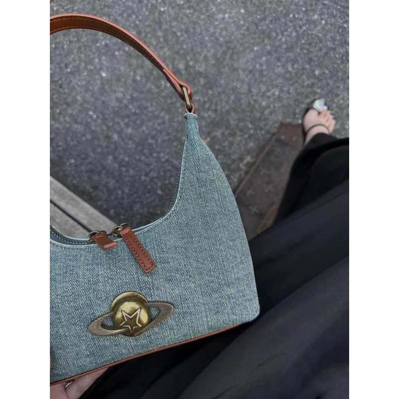 Túi xách denim logo hành tinh