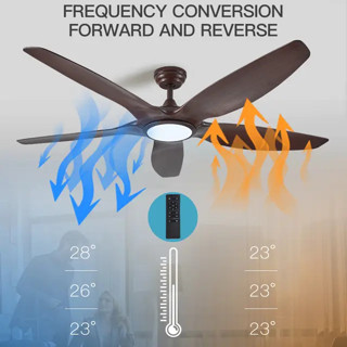 Quạt trần 5 cánh SuperVilighting QTRAN-411 có đèn cánh gỗ đẹp trang trí phòng ngủ phòng khách bàn ăn