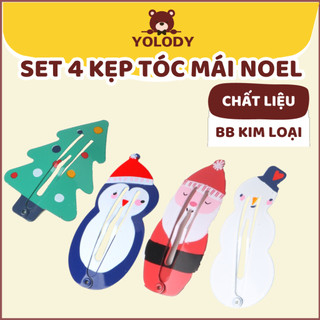 Set 4 kẹp mái Yolody kẹp tóc noel đáng yêu cho bé gái KT014