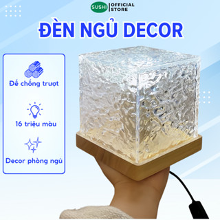 Đèn Ngủ Để Bàn Sushi Đế Gỗ Kèm Điều Khiển Decor Phòng Siêu Đẹp