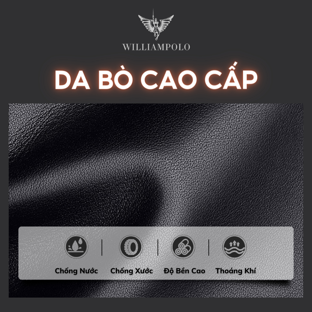 Ví dài cầm tay nam da bò chính hãng William POLO cao cấp ví đứng cầm tay full hộp đựng bóp nam da bò cao cấp - 𝑰𝑩𝑨𝑮