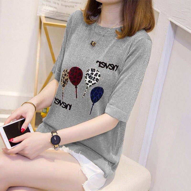 💥55808💥 Áo Thun Form Rộng Hoạ Tiết Bóng Bay & In Chữ Dễ Thương Cho Nữ