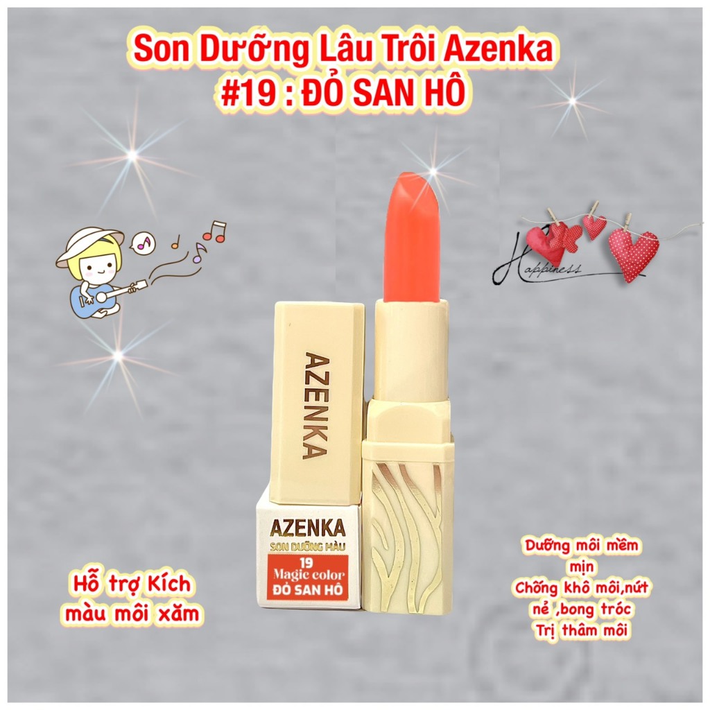 Son dưỡng có màu lâu trôi AZENKA - Dùng được cho mẹ bầu - Hàng chính hãng - thỏi 3,8 Gram ♥️ SONDCMAZK