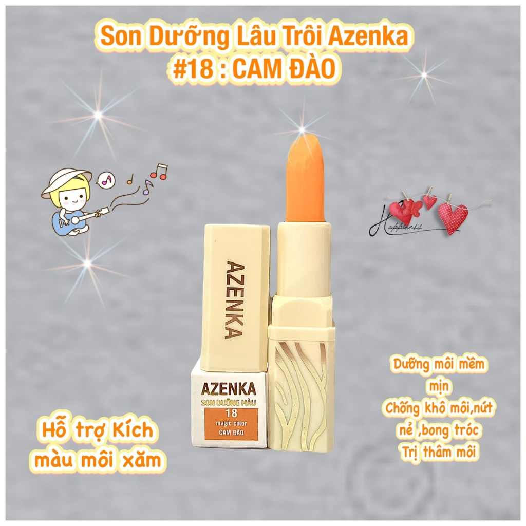 Son dưỡng có màu lâu trôi AZENKA - Dùng được cho mẹ bầu - Hàng chính hãng - thỏi 3,8 Gram ♥️ SONDCMAZK