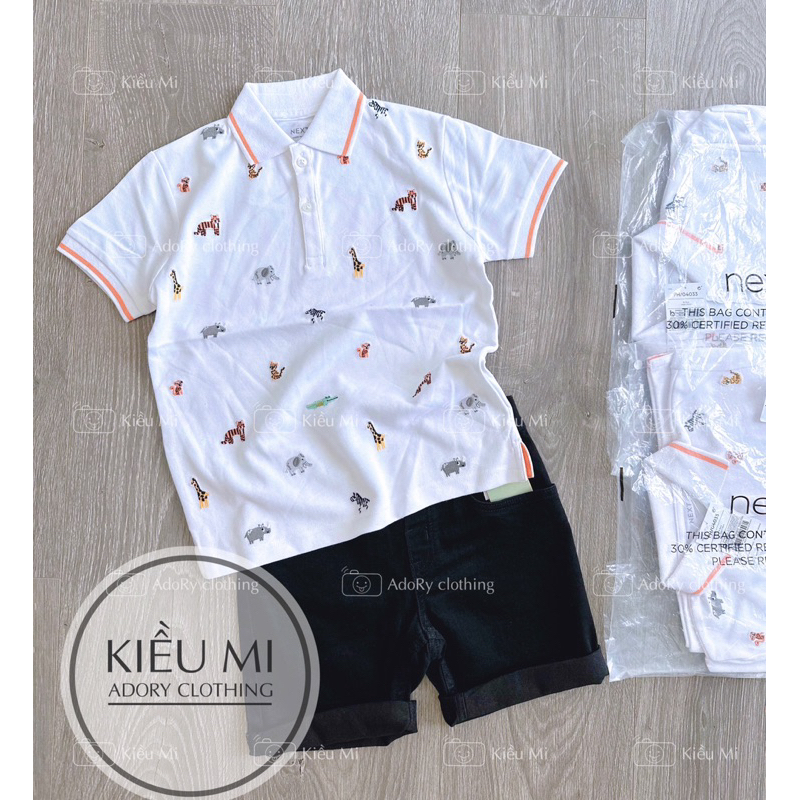 Áo polo thêu động vật cho bé trai