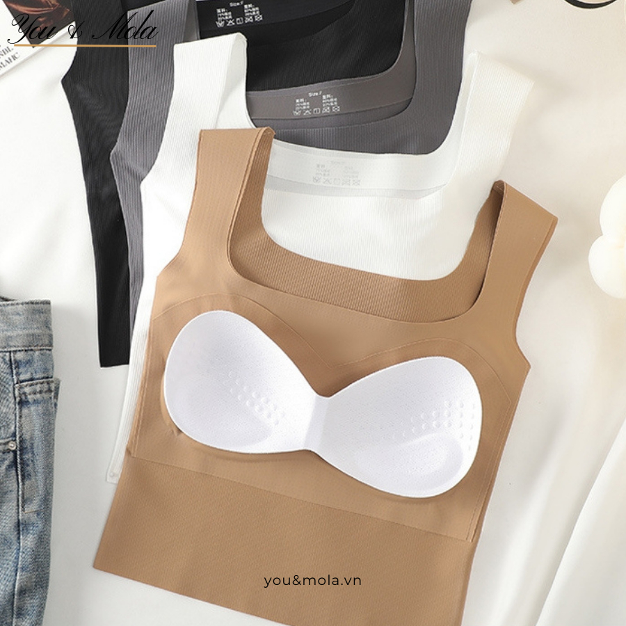 Áo Croptop Nữ Su Tăm 2 Dây Bản To Dáng Dài Có Mút Nâng Ngực Y&M 3182
