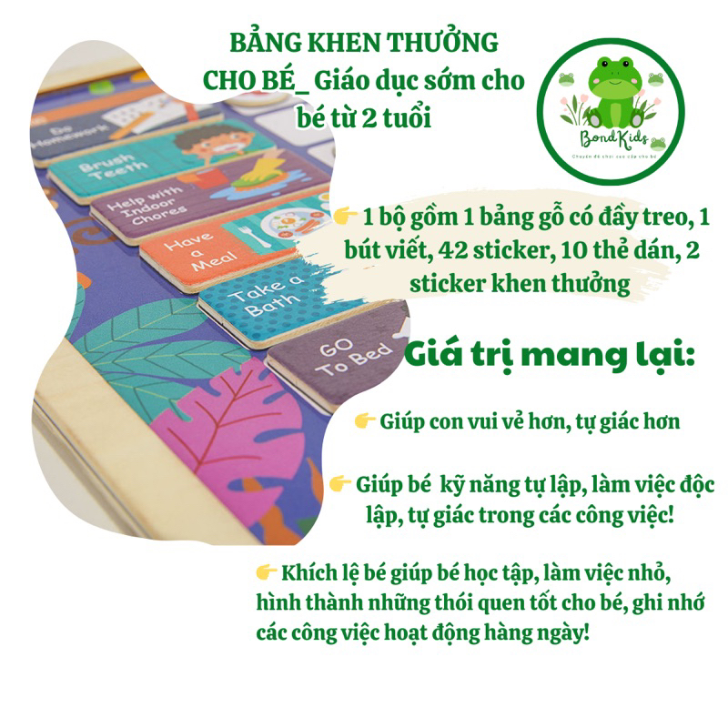 Bảng khen thưởng thành tích cho bé yêu mỗi ngày phương pháp giáo dục sớm-Bondkids