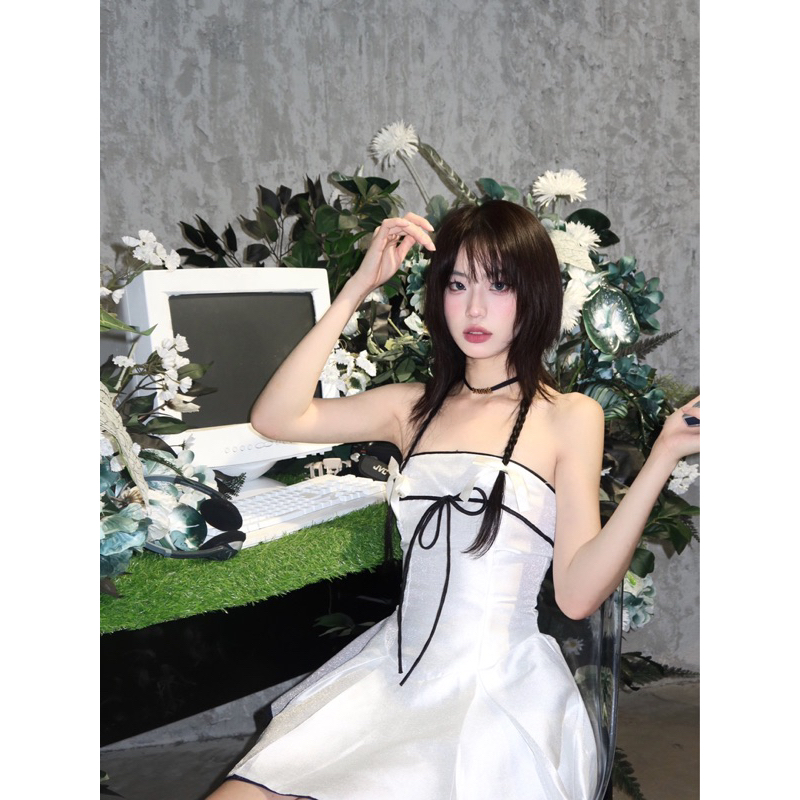 Đầm ống xếp ly thắt nơ tafta ánh kim | FUSSY DRESS - CLÉLIE | BigBuy360 - bigbuy360.vn