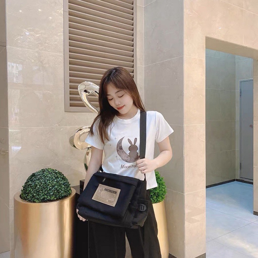 Túi đeo chéo đeo vai nam nữ vải canvas phong cách unisex đi học thêm đi chơi đựng sách vở điện thoại