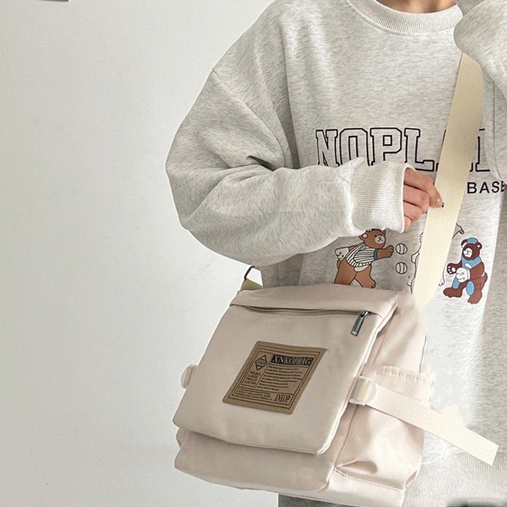 Túi đeo chéo đeo vai nam nữ vải canvas phong cách unisex đi học thêm đi chơi đựng sách vở điện thoại