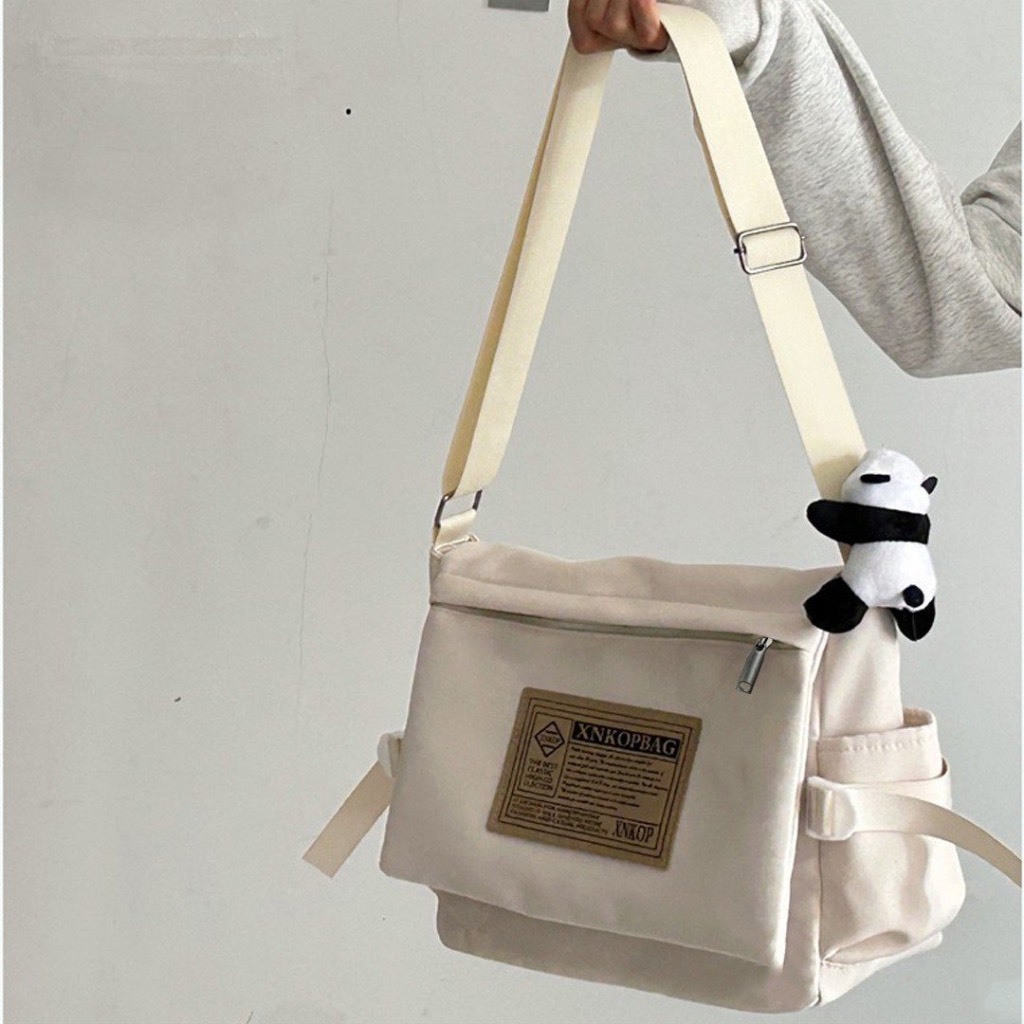 Túi đeo chéo đeo vai nam nữ vải canvas phong cách unisex đi học thêm đi chơi đựng sách vở điện thoại