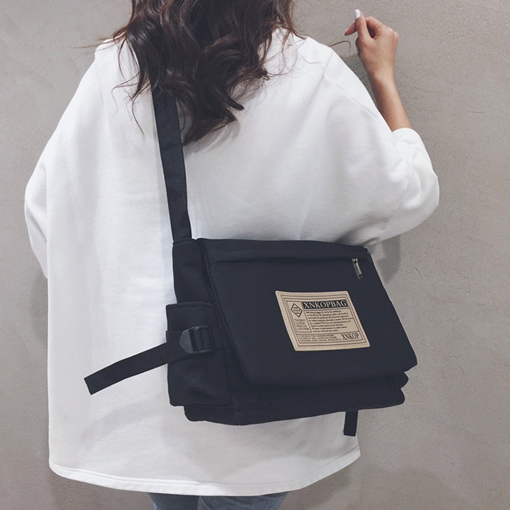 Túi đeo chéo đeo vai nam nữ vải canvas phong cách unisex đi học thêm đi chơi đựng sách vở điện thoại