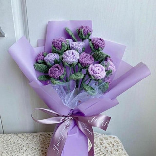 Hoa len handmade, hoa hồng len mini nhiều màu