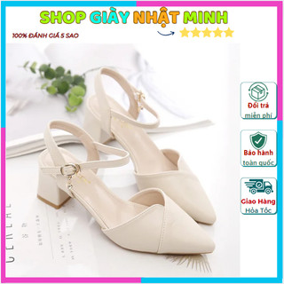 [FREE SHIP] Sandal cao gót, sandal mũi nhọn gót vuông 5p siêu đẹp