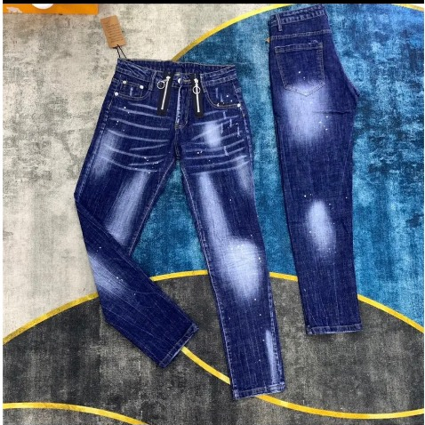 Quần Jean DSQ2  Xanh Đậm Vẩy Sơn Siêu Hot Quần Bò  Vẩy Sơn Xanh Mài Thời Trang Chất Co Giãn Phối Loang Rách Gối  CựcChất