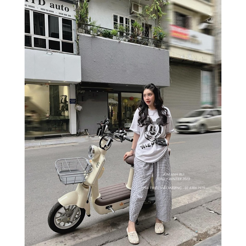 SET ÁO THUN TRẮNG IN HÌNH + QUẦN CARO SUÔNG NHÍ