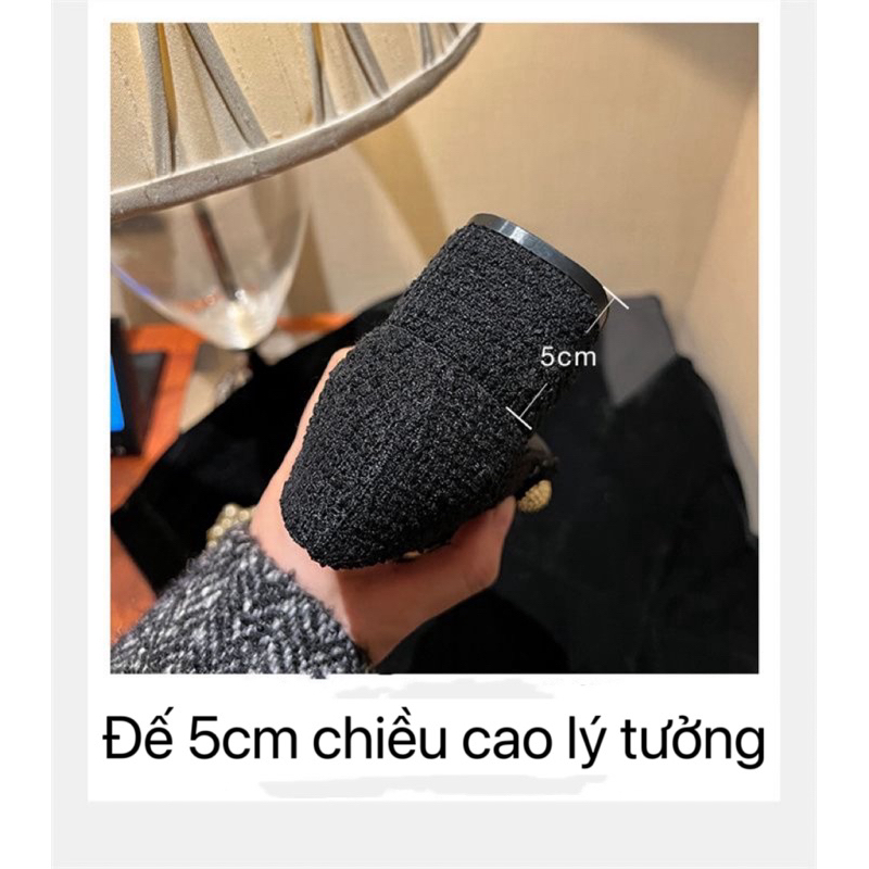 Giày Búp Bê Mary Jane Chất Dạ Trẻ Trung