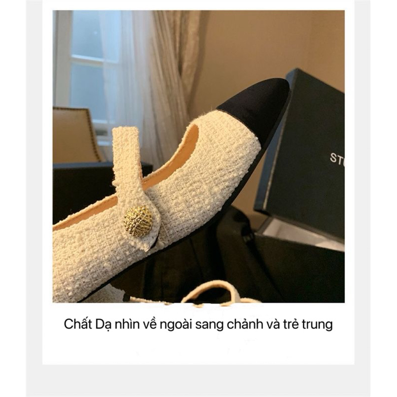 Giày Búp Bê Mary Jane Chất Dạ Trẻ Trung