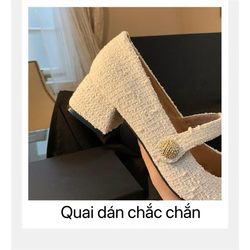 Giày Búp Bê Mary Jane Chất Dạ Trẻ Trung