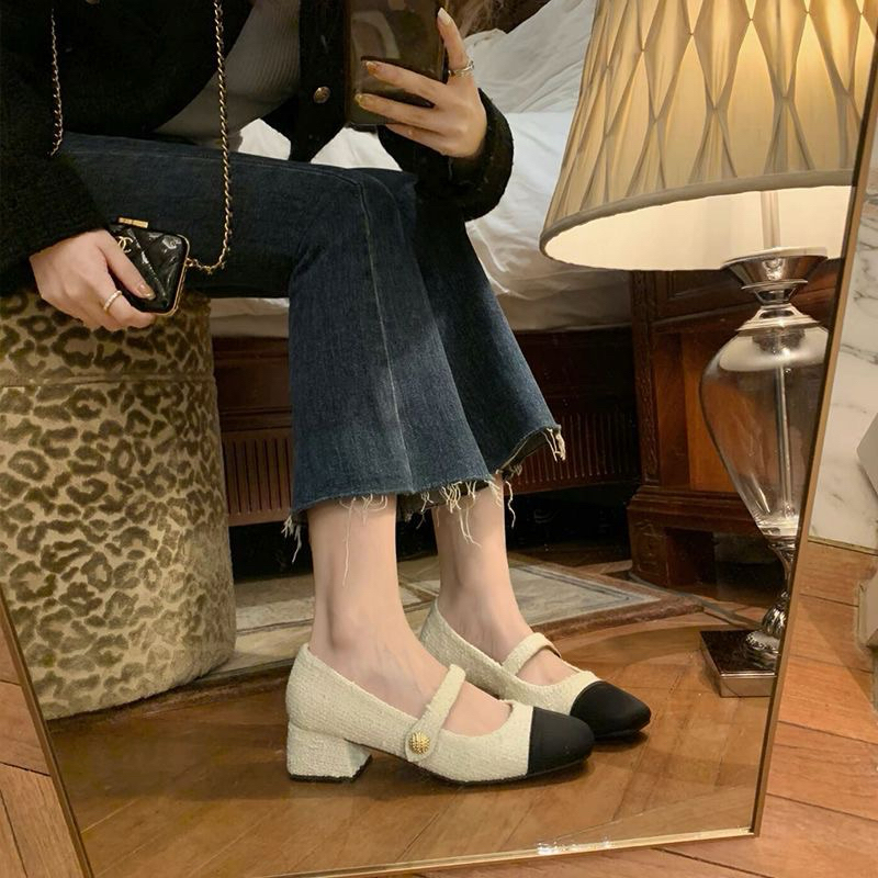 Giày Búp Bê Mary Jane Chất Dạ Trẻ Trung