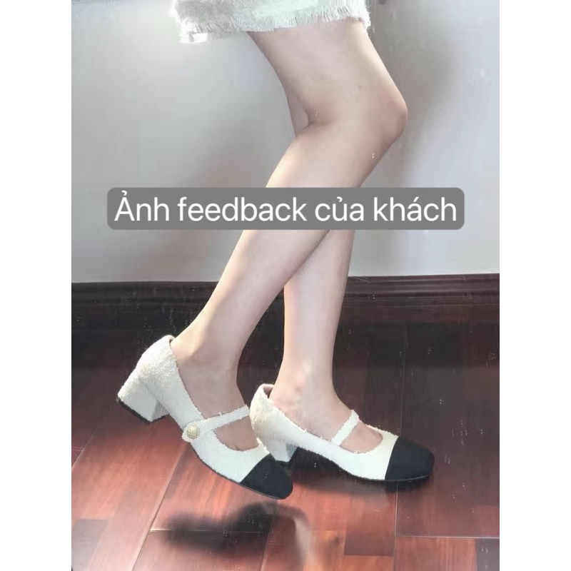 Giày Búp Bê Mary Jane Chất Dạ Trẻ Trung