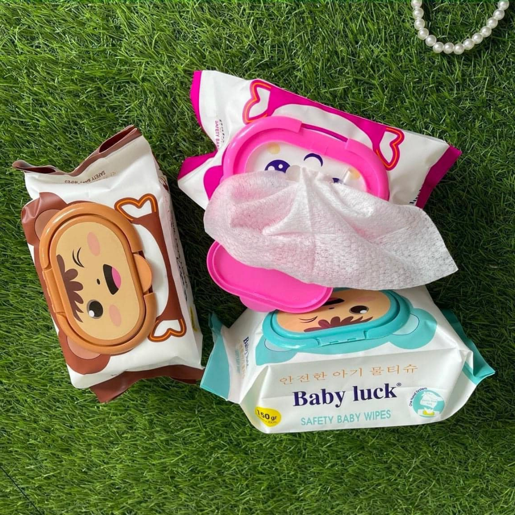 Bịch 150 tờ khăn ướt BABY LUCK - gói 150 miếng giấy ướt vệ sinh an toàn