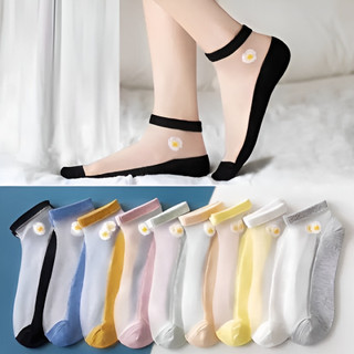 Set 10 đôi vớ nữ hoa cúc mắt cá chân - bịch 10 đôi tất 10 màu lưới cổ thấp