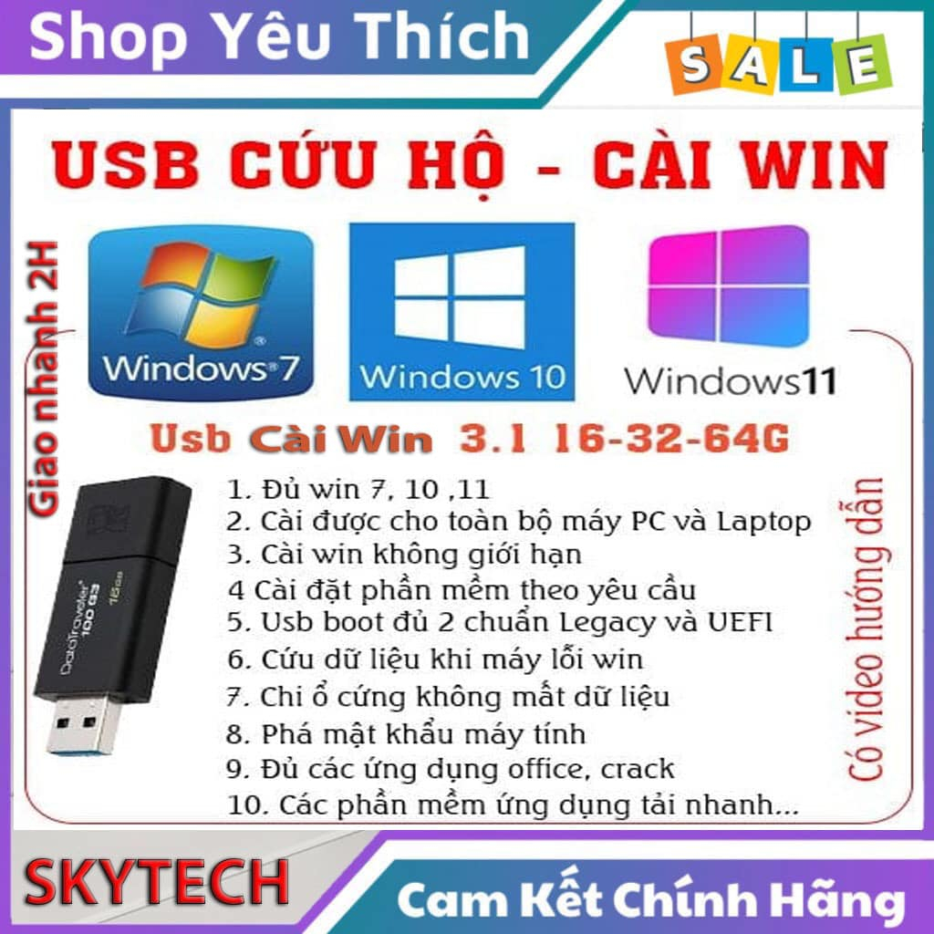 USB cài Win7-10-11 - Chỉ cần Next Next là xong freeship