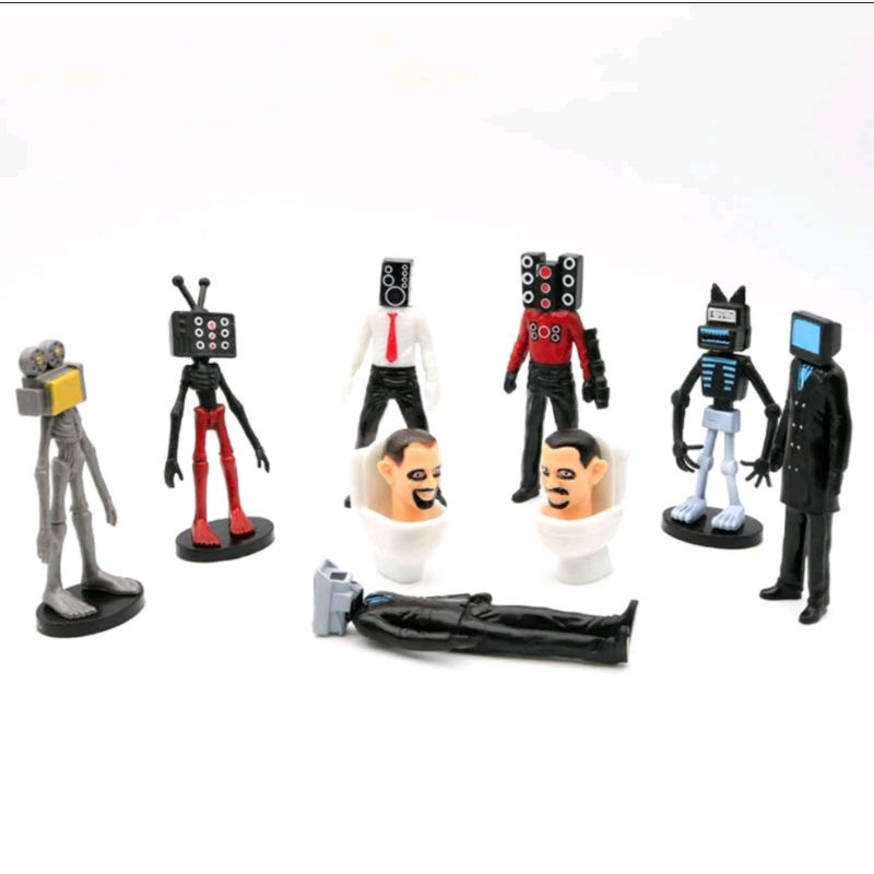 Set 15 mô hình mô phỏng nhân vật SBIKIDI TOILET 7-11CM, Tặng kèm đế tròn