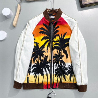 Áo Khoác Bomber Saint Laurent Hoạ Tiết Cây Dừa Bãi Biển Hoàng Hôn - Áo Bomber Chất Dày Dặn Cao Cấp HOT TREND 2023 BB009