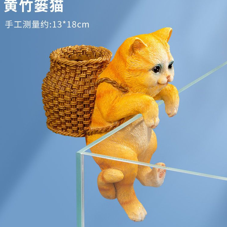 Mô Hình Mèo Bám Thành Bể Cá Trang Trí Bể Cá Cảnh, Bể Thủy Sinh