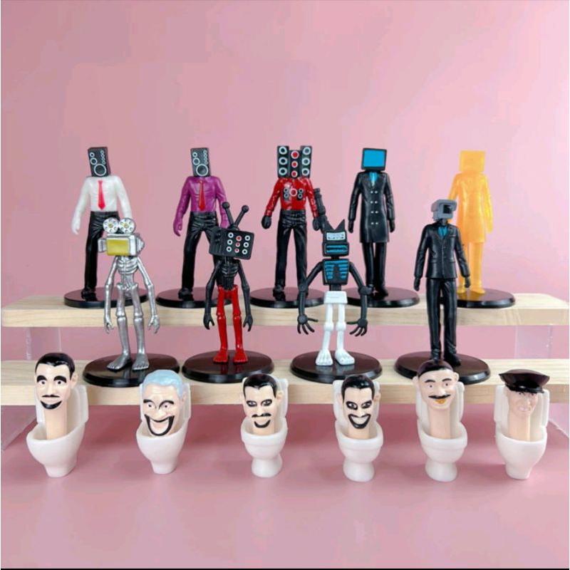 Mô hình mô phỏng nhân vật SBIKIDI TOILET 7-11CM, Tặng kèm đế tròn.