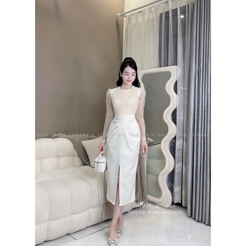 Váy Ren Body Chân Xẻ Dự Tiệc Sang Chảnh