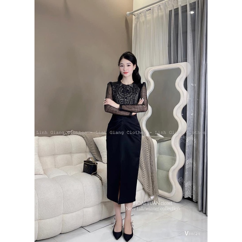 Váy Ren Body Chân Xẻ Dự Tiệc Sang Chảnh