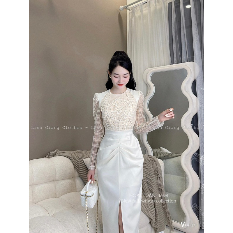 Váy Ren Body Chân Xẻ Dự Tiệc Sang Chảnh