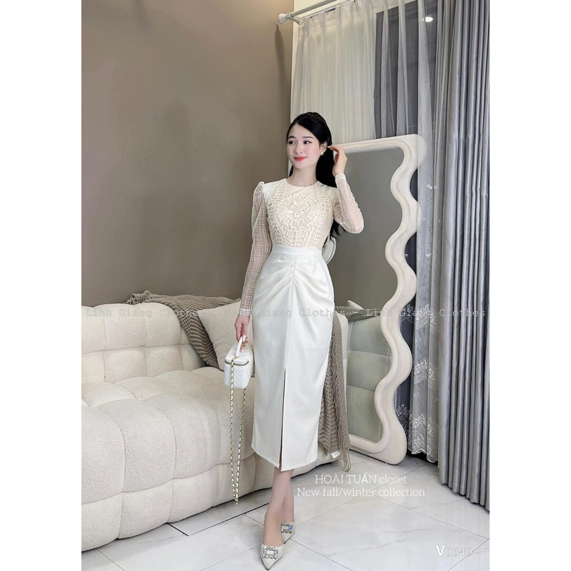 Váy Ren Body Chân Xẻ Dự Tiệc Sang Chảnh