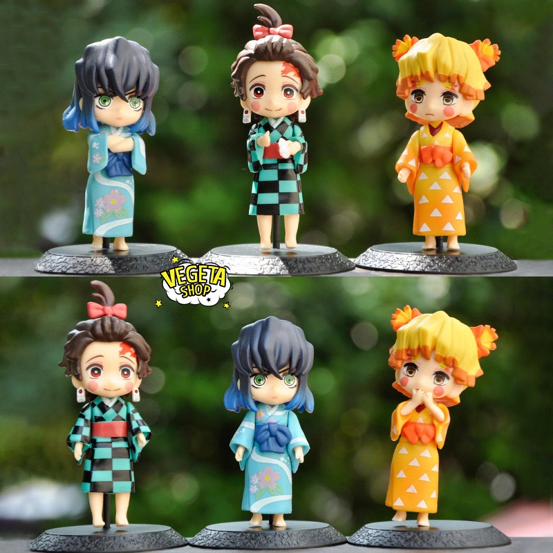 Mô hình Kimetsu No Yaiba - Mô hình thanh gươm diệt quỷ - Arc phố đèn đỏ - Mô hình Zenitsu Tanjiro Inosuke - Cao 10cm