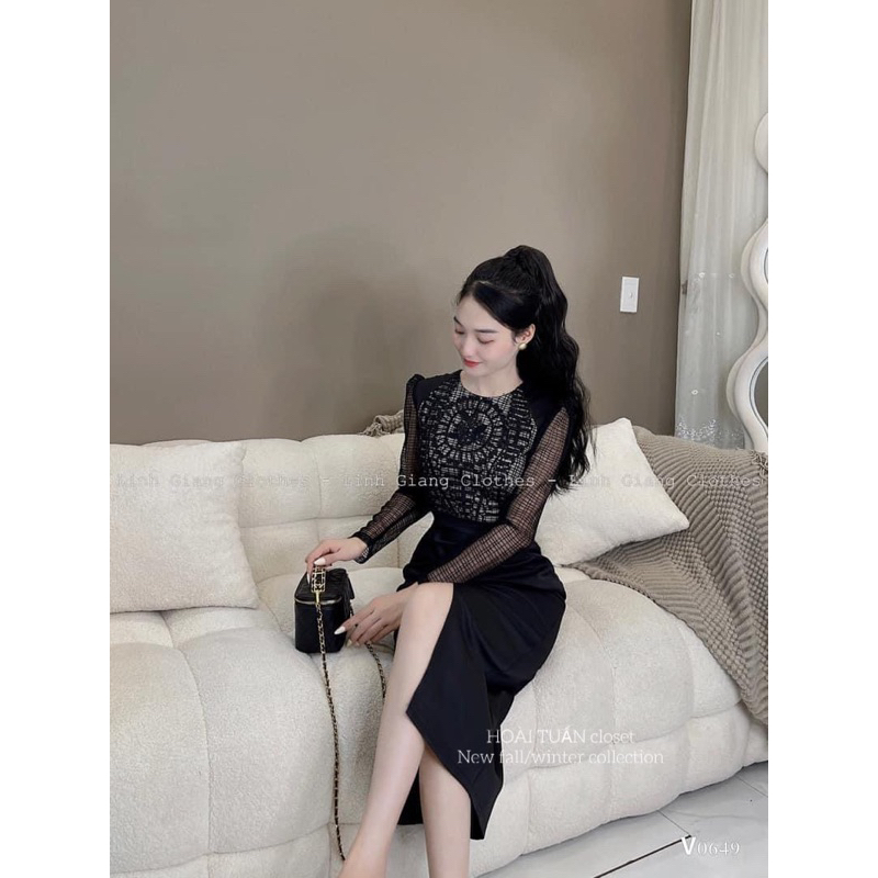 Váy Ren Body Chân Xẻ Dự Tiệc Sang Chảnh