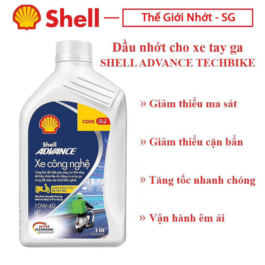 Nhớt xe tay ga cao cấp Shell Advance TechBike Scooter 10W-40